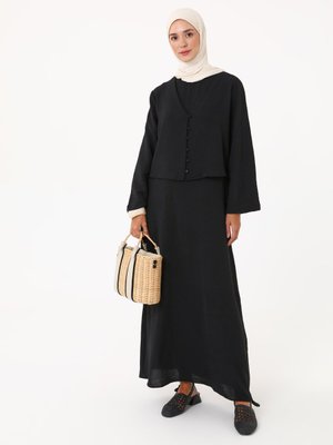 Siyah Aerobin Elbise Tunik İkili Takım