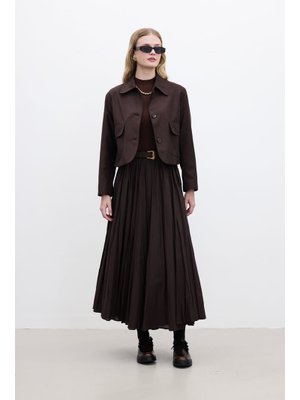 Acı Kahve Pılıse Maxı Etek Acı Kahve Pılıse Maxı Etek