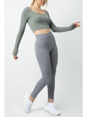 Seamless Straplez Uzun Kollu Fitilli Büstiyer Haki