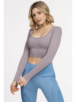 Seamless Straplez Uzun Kollu Fitilli Büstiyer Açık Mor