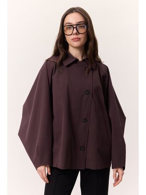 Mürdüm Pelerin Kol Kısa Trençkot Mürdüm Pelerin Kol Kısa Trençkot