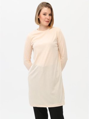 Krem Doğa Sade Basic Tunik