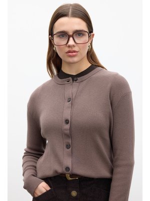 Vizon Yumuşak Dokulu Triko Hırka Vizon Yumuşak Dokulu Triko Hırka