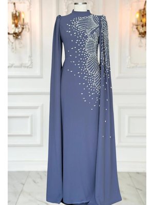 İndigo Hüsna Abiye Elbise