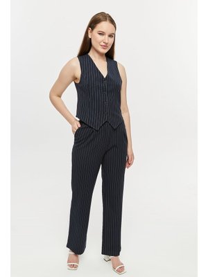 Lacivert Çizgi Detaylı Dokuman Pantolon Lacivert Çizgi Detaylı Dokuman Pantolon