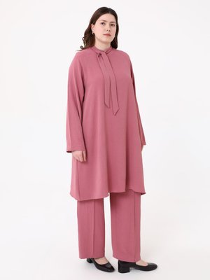 Büyük Beden Tunik & Pantolon İkili Takım Koyu Gul