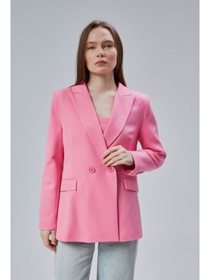 Pembe Salaş Kesim Astarlı Dokuma Blazer Ceket
