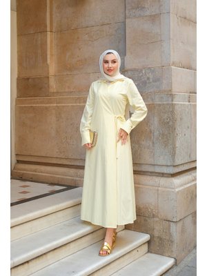 Sarı Poplin Yan Bağlamalı Elbise Sarı Poplin Yan Bağlamalı Elbise