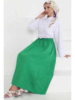 Yesıl Cepli Keten Etek Yesil Yesıl Cepli Keten Etek Yesil