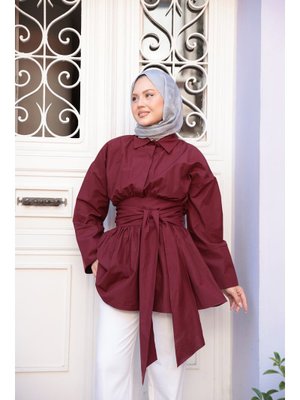 Bordo Bali Poplin Gömlek