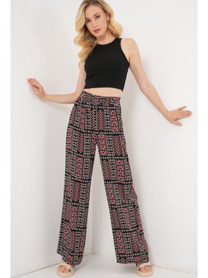 Siyah Desenli Viskon Pantolon Siyah Desenli Viskon Pantolon