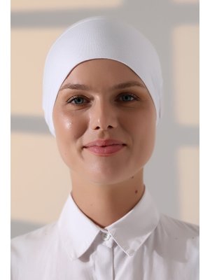 Lastikli Dikişsiz Kaymaz Silikonlu Bağlamalı Bone Beyaz Lastikli Dikişsiz Kaymaz Silikonlu Bağlamalı Bone Beyaz
