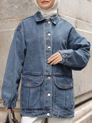 Koyu Mavi Denim Ceket