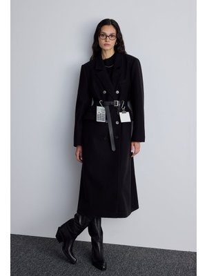 Siyah Özel Dikim Maskülen Kaban