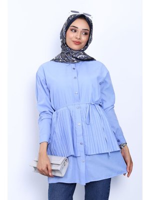 Bebe Mavi Yan Bağlamalı Poplin Tunik Bebe Mavi Yan Bağlamalı Poplin Tunik