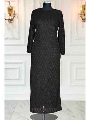 Siyah Mahi Dantel Abiye Elbise