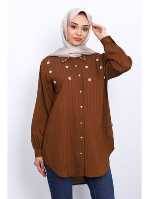 Kahverengi Taş Detaylı Tunik Kahverengi Taş Detaylı Tunik