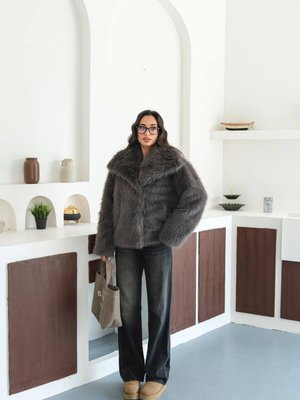 Antrasit Astarlı Kürk Kaban