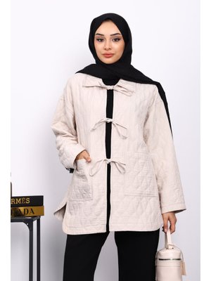 Taş Yakalı Çift Cepli Kapitone Ceket Taş Yakalı Çift Cepli Kapitone Ceket