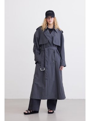 Antrasit Teknik Kumaş Oversize Trenckot Antrasit Teknik Kumaş Oversize Trenckot