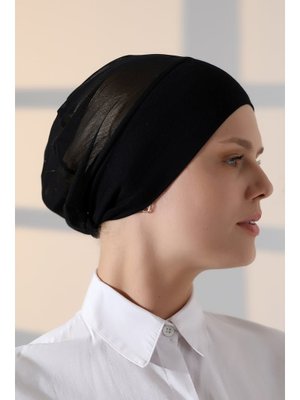 Nefes Alabilen Tüllü Dikişsiz Likralı Viskon Bone Siyah Nefes Alabilen Tüllü Dikişsiz Likralı Viskon Bone Siyah