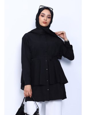 Siyah Yan Bağlamalı Poplin Tunik Siyah Yan Bağlamalı Poplin Tunik
