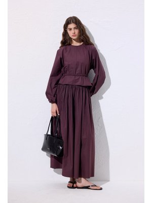 Mürdüm Piliseli Geniş Etek Mürdüm Piliseli Geniş Etek