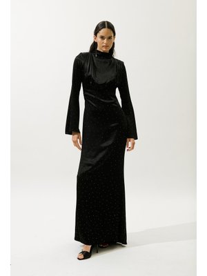 Siyah Mıla Taşlı Abiye Elbise Siyah Mıla Taşlı Abiye Elbise