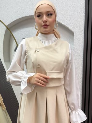 Krem Alara Jile Elbise