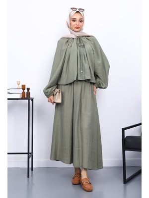 Haki Ceket Etekli Modal Takım