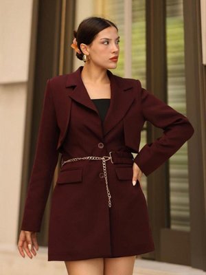 Bordo Zincirli Ceket