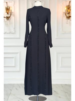 Siyah Tuna Abiye Elbise