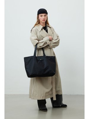 Bej Teknik Kumaş Oversize Trenckot Bej Teknik Kumaş Oversize Trenckot