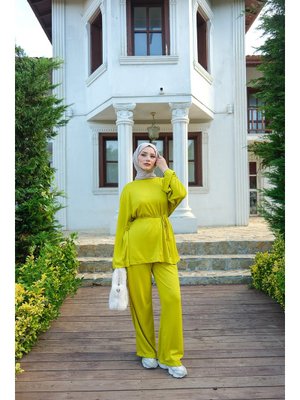 Bel Bağlamalı İkili Takım Yağ Yeşil Bel Bağlamalı İkili Takım Yağ Yeşil