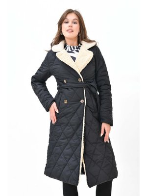 Siyah Maxi Boy Kürklü Kapitone Mont Siyah Maxi Boy Kürklü Kapitone Mont
