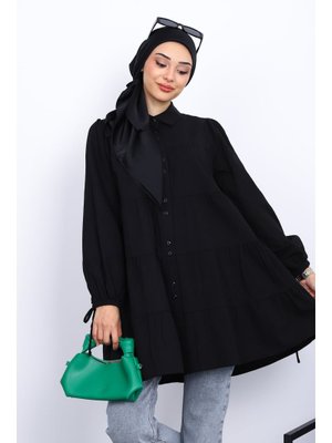 Siyah Kol Bağcıklı Tunik Siyah Kol Bağcıklı Tunik