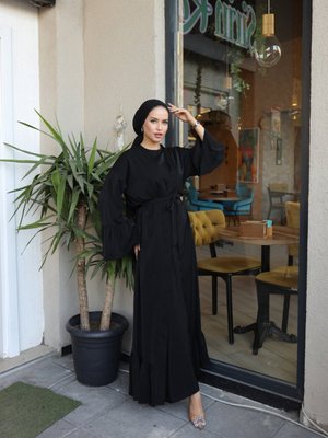 Siyah Fırfırlı İkili Takım Abaya Siyah Fırfırlı İkili Takım Abaya