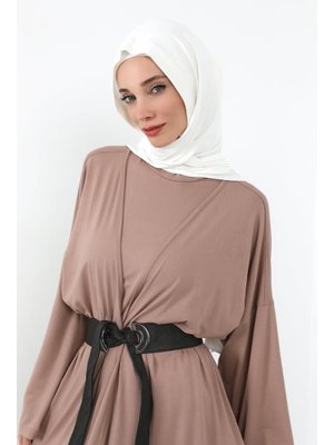 Krem İç Boneli Hazır Penye Şal,ps