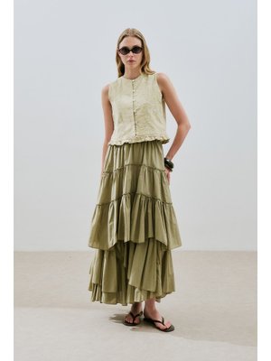 Çağla Katlı Boho Vual Etek Çağla Katlı Boho Vual Etek