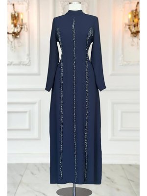 Lacivert Tuna Abiye Elbise