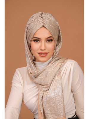 Gold Piliseli Kelebek Model Büzgülü Bone Şal