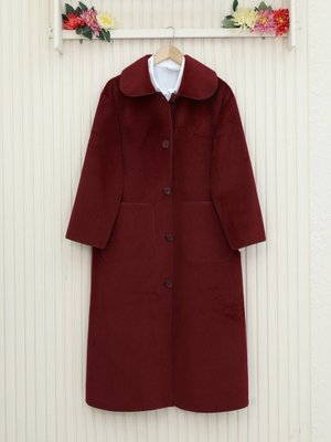 Bordo Boydan Düğmeli Cepli Kaban