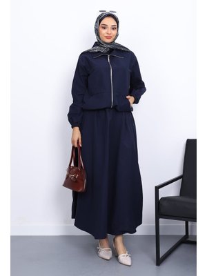 Lacivert Cepli Bel Lastikli Etekli Takım