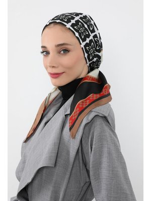 Desen V1 Arkadan Bağlanabilir Desenli Saten Bone Türban,db Desen V1 Arkadan Bağlanabilir Desenli Saten Bone Türban,db