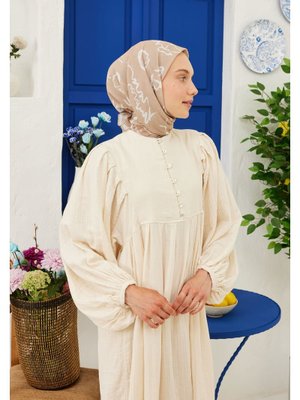 Nude Summer Vibes Desen Pamuk Vual Eşarp