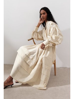 Sarı Nervürlü Geniş Elbise Sarı Nervürlü Geniş Elbise