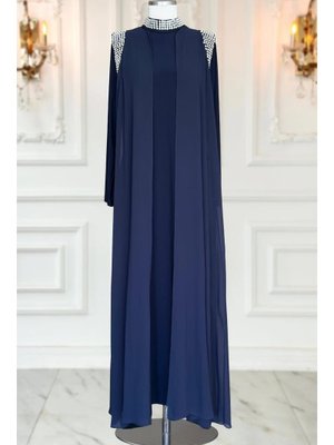 Lacivert Zambak Abiye Elbise