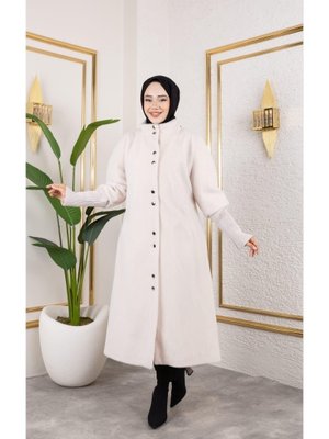 Astarlı Angora Düğmeli Vizyon Kaban Astarlı Angora Düğmeli Vizyon Kaban