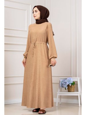 Vizon Beli Tünelli Fitilli Aslı Elbise Vizon Beli Tünelli Fitilli Aslı Elbise