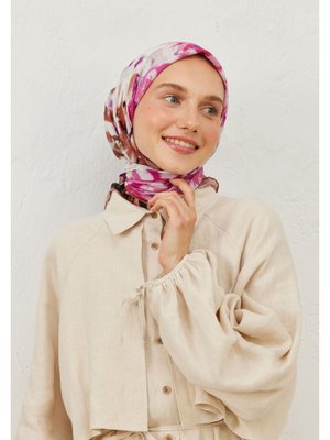 Sprıng Flora Desen Pamuk Vual Eşarp Orkide Sprıng Flora Desen Pamuk Vual Eşarp Orkide